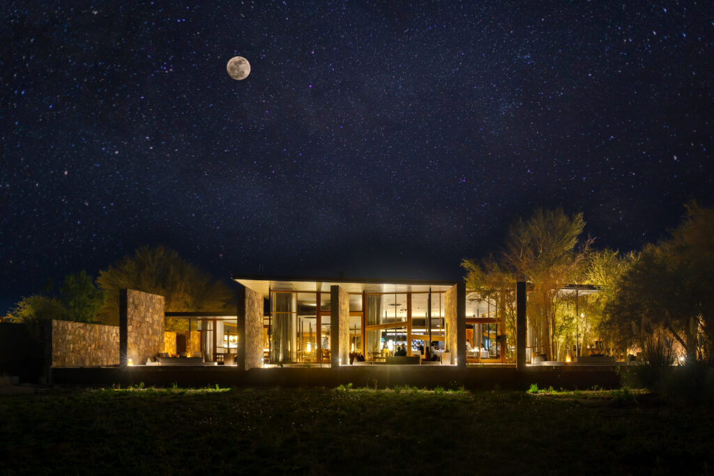 The view at night of Tierra Atacama, a remote luxury lodge in Chile.